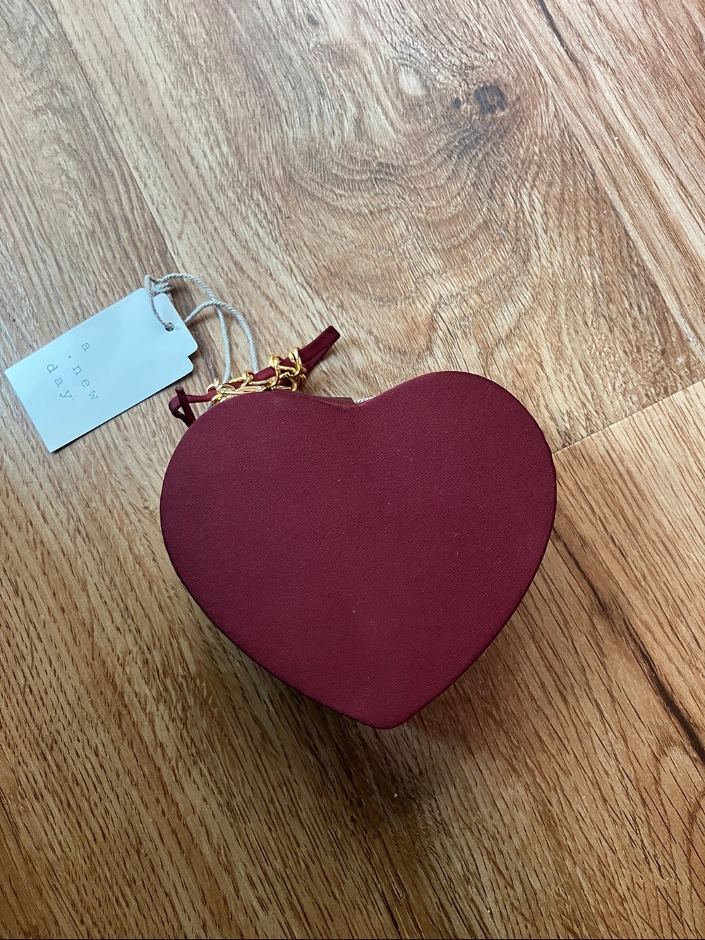 a new day Heart Shaped Jewelry Box Burgundy NWT
